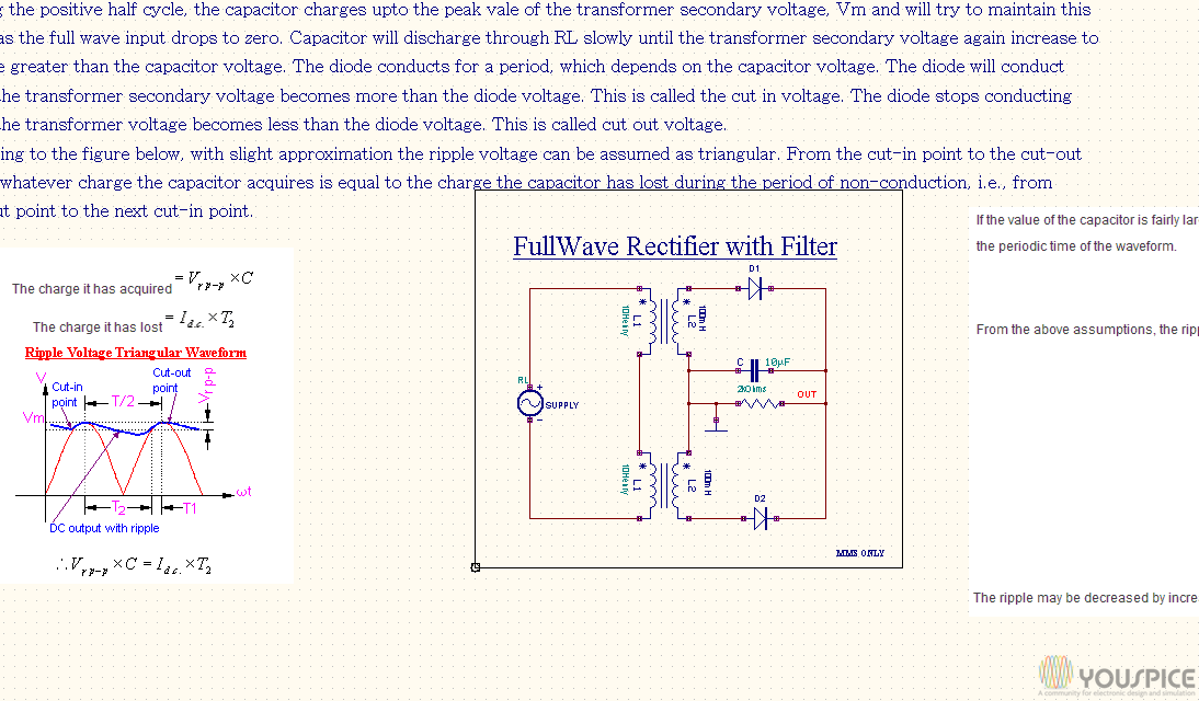 Full Wave Rectifier Circuit With Filter Capacitor Circuit Diagram